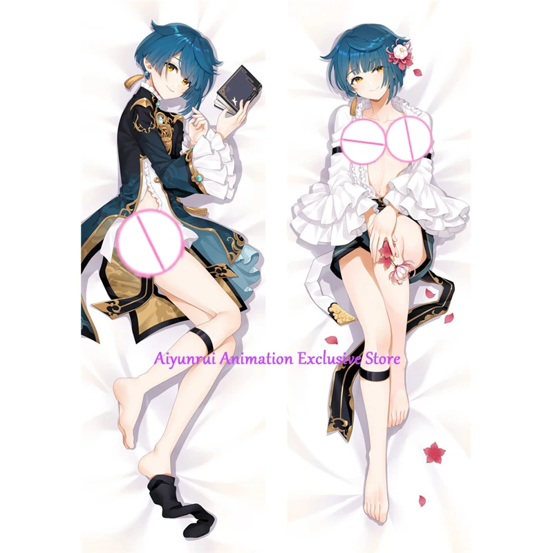 DAKIMAKURA-Taie d'oreiller imprimée anime Xingqiu, 2 côtés, housse de coussin, décoration de literie, 2024