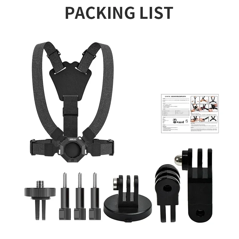 Magnetic Quick Release Chest Strap Mount Adjustable Chest Harness Belt Adapter for GoPro Hero 12/11/10/9/8/7/6 Insta360