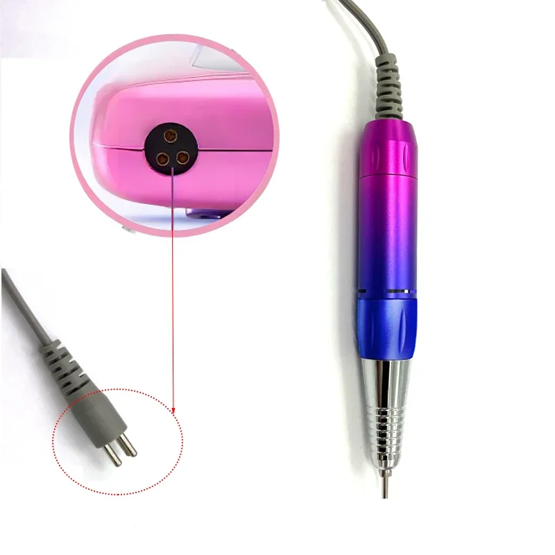 Electric Nail Drill 3 Pin Pen Replacement Parts Handle File Polishing Grinder 35K Handpiece Nail Accessories