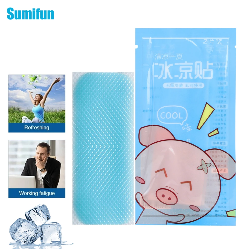 2/10/20Pcs Fever Down Cooling Patch Low Temperature Ice Gel Pads Treat Baby Headache Fatigue Heatstroke Medical Health Plaster