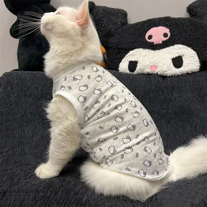 Kawaii Hello Kitty Flannel Pet Vest Anime Sanrios Cartoon Cat Clothes Winter Keep Warm Puppy Creative Clothes Pet Dress Up Toys