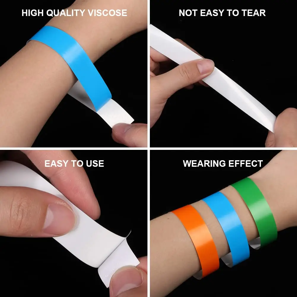 일회용 방수 다채로운 종이 손목 밴드, 이벤트 클럽 축제 어린이 놀이터용 팔찌, 700 개