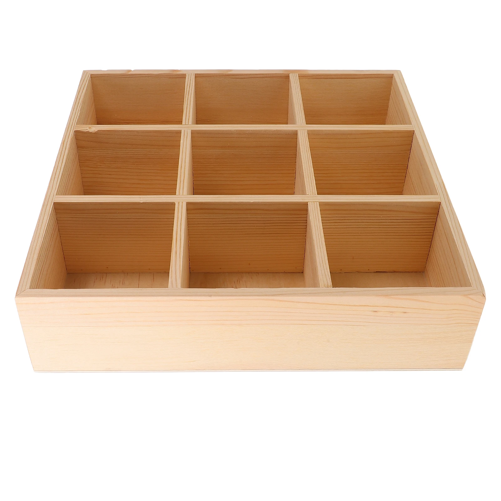 

Solid Wood 9 Compartments Platter Tea Bag Coffee Organizer Storage Boxes Lightweight Syrup Display Kitchen Bar Accessories