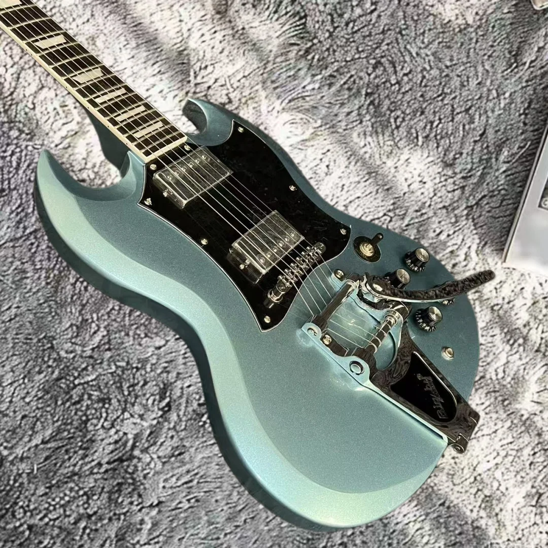 

Free Shipping Blue SG Electric Guitar Tuilp Tuners Chrome Hardware Tune-O-Matic Bridge with Upgrade Accessories