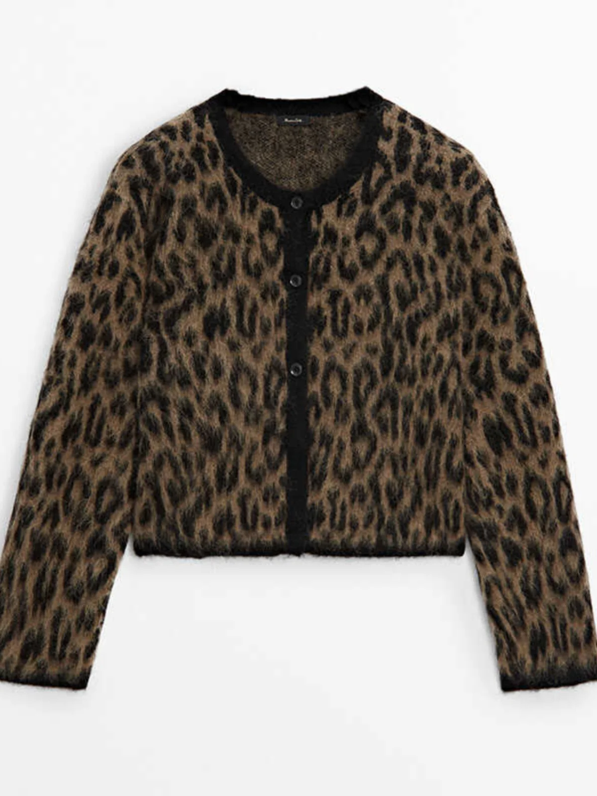 

Soft Cozy American Sle round Ne Leopard Print ort Outerwear Cardigan for Women Autumn Winter New Arrival Casual Sle