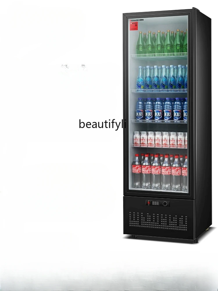 Display Refrigerated Freezer Fresh-Keeping Beverage Cabinet Commercial Vertical Refrigerator Ice Bar Single Door