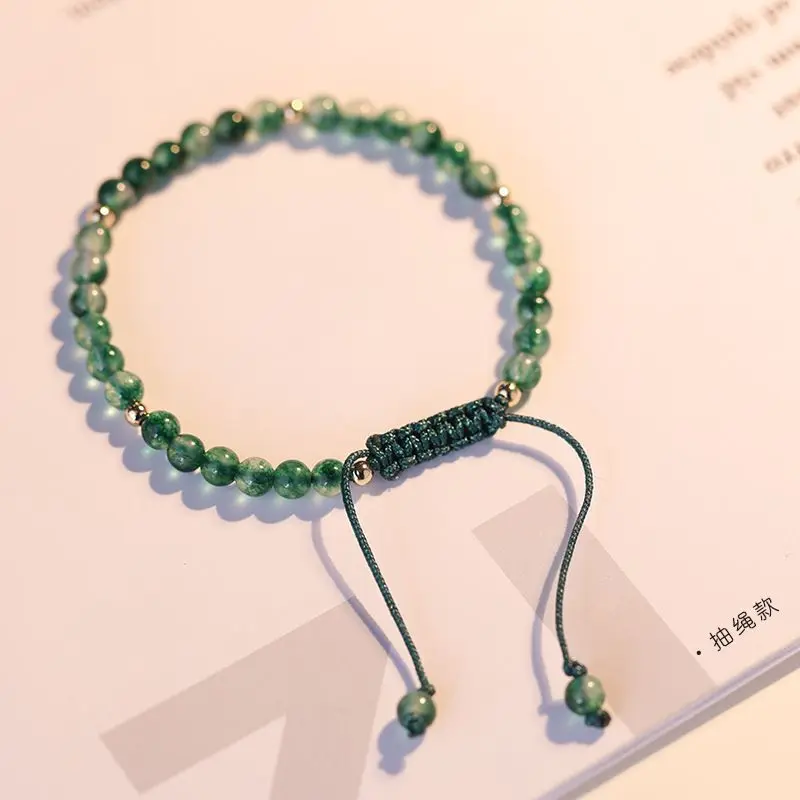 Water Grass Green Agate Chalcedony Beaded Bracelet Women's Hand String Simple Niche Style Girlfriend Sisters Luxury Jewelry Gift