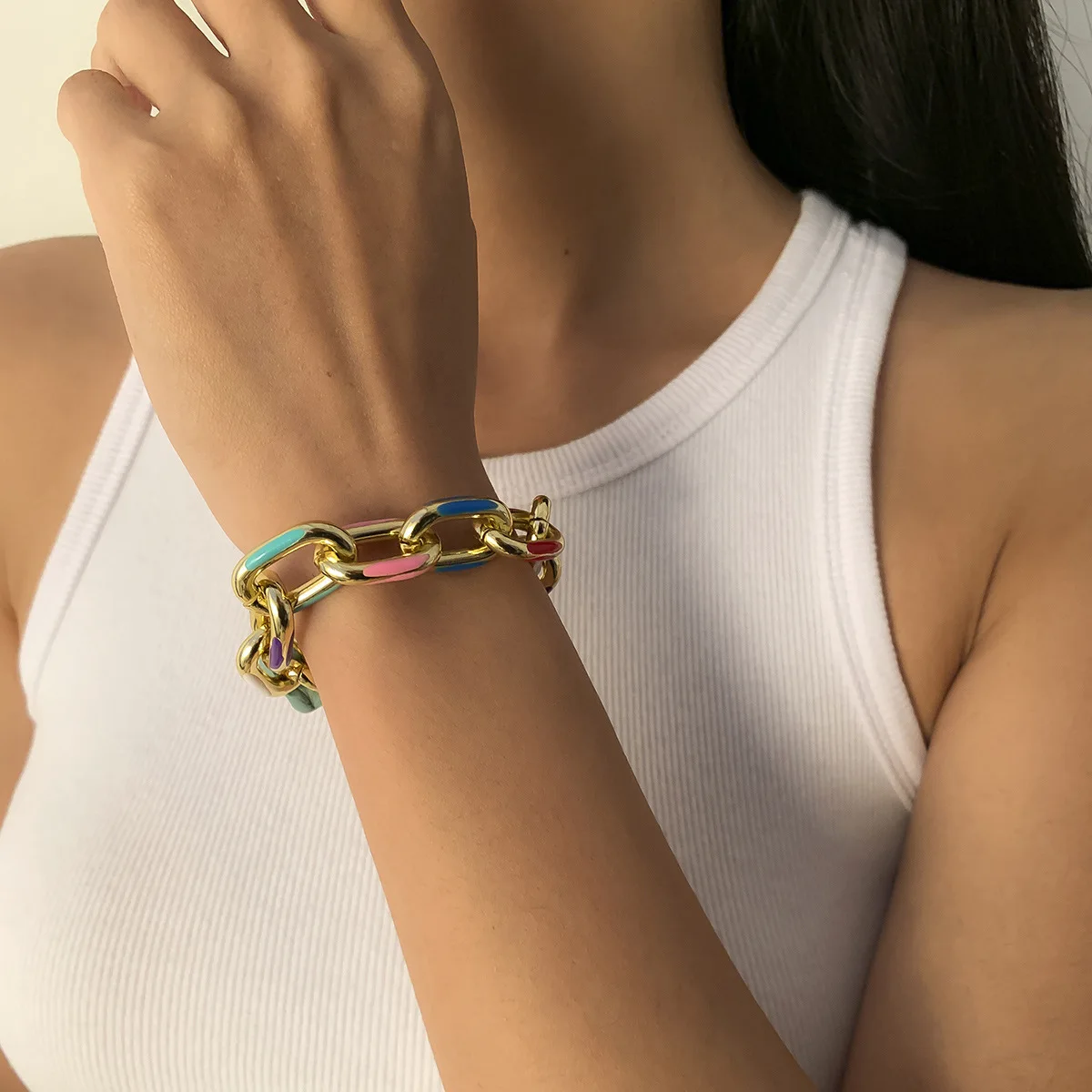 2 Teile/satz Bunte Böhmische Mode Halsband Halskette Armband Schmuck-Set Klassische Kreuz Kette Zubehör für Frauen Geschenk Party