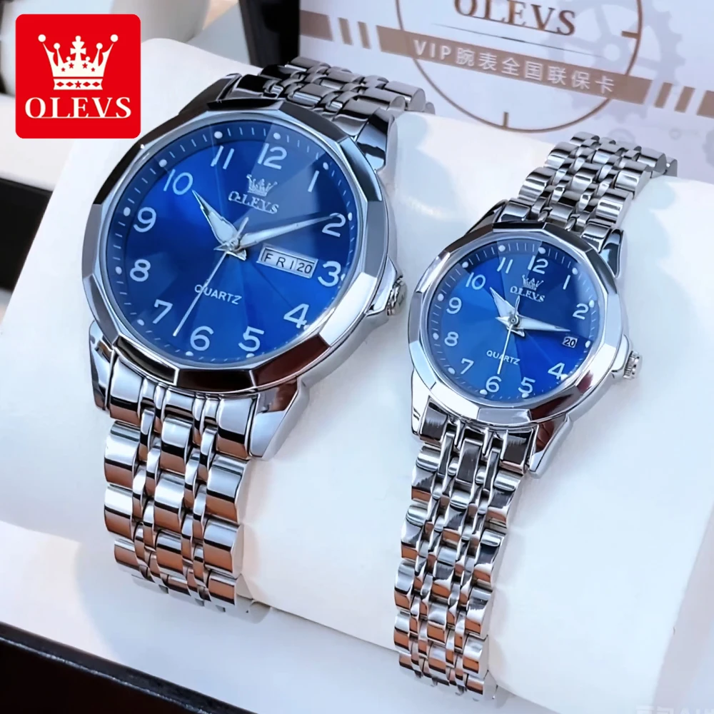 OLEVS ساعات رجالية الاتجاه موضة المعين مرآة الفولاذ المقاوم للصدأ الأصلي كوارتز ساعة اليد للرجل مقاوم للماء تاريخ مضيئة جديد #1