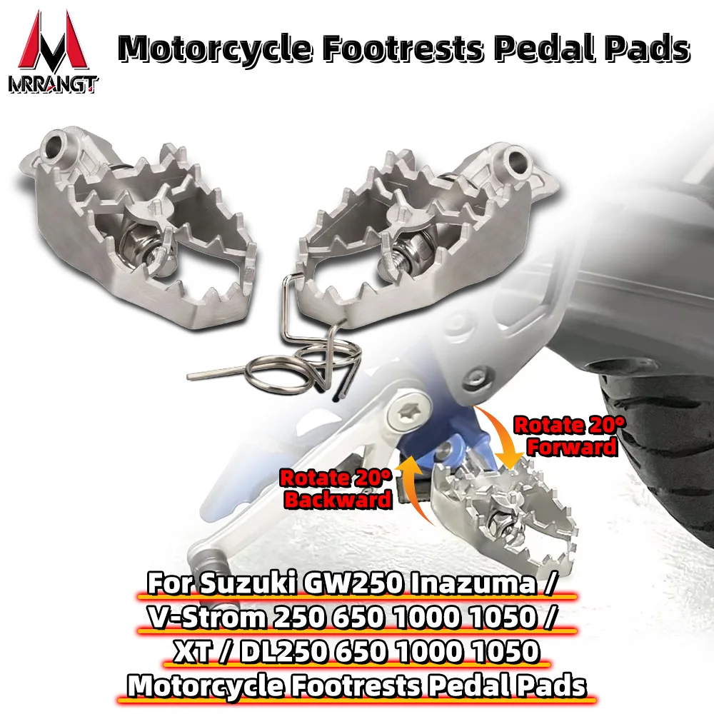 

Motorcycle Foot Pegs Fit for Suzuki V-Strom DL1050 DL1000 DL650 DL250, GW250 Inazuma Anti-Slip Comfort Footrests Pedals Parts