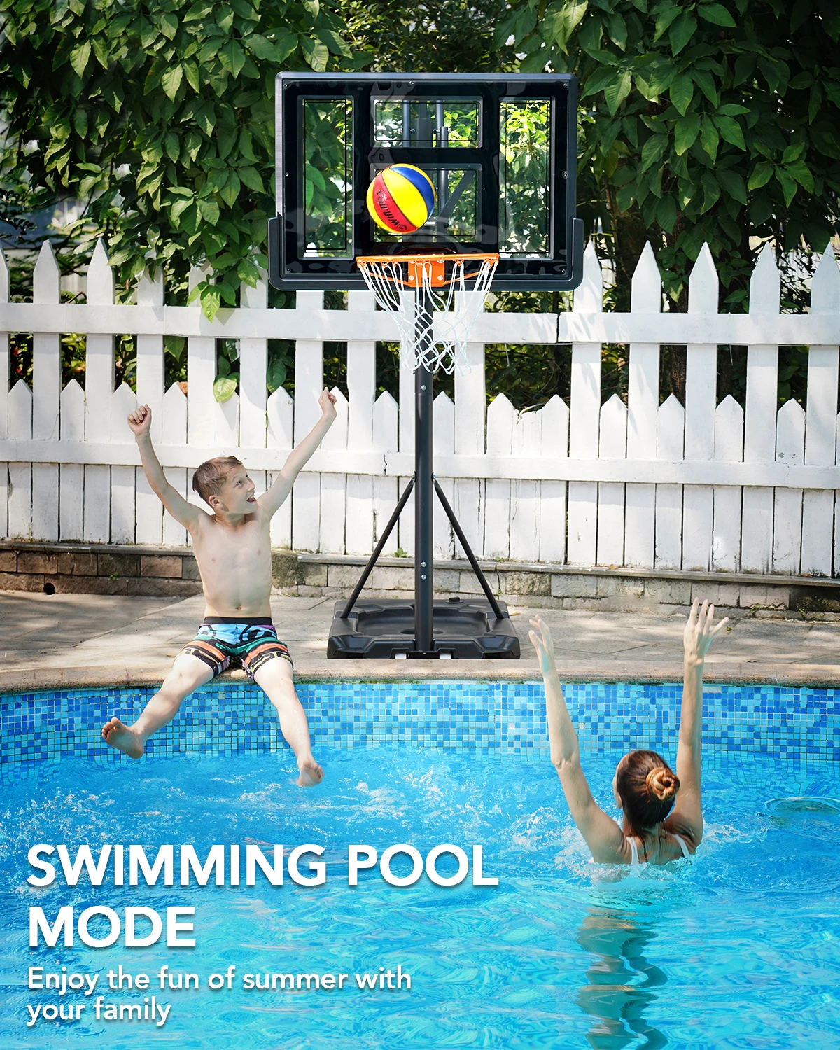  Portable Basketball Hoop Quickly Height Adjusted 4.9-10ft Outdoor/Indoor Basketball Goal System With 44 Inch Backboard And Whee