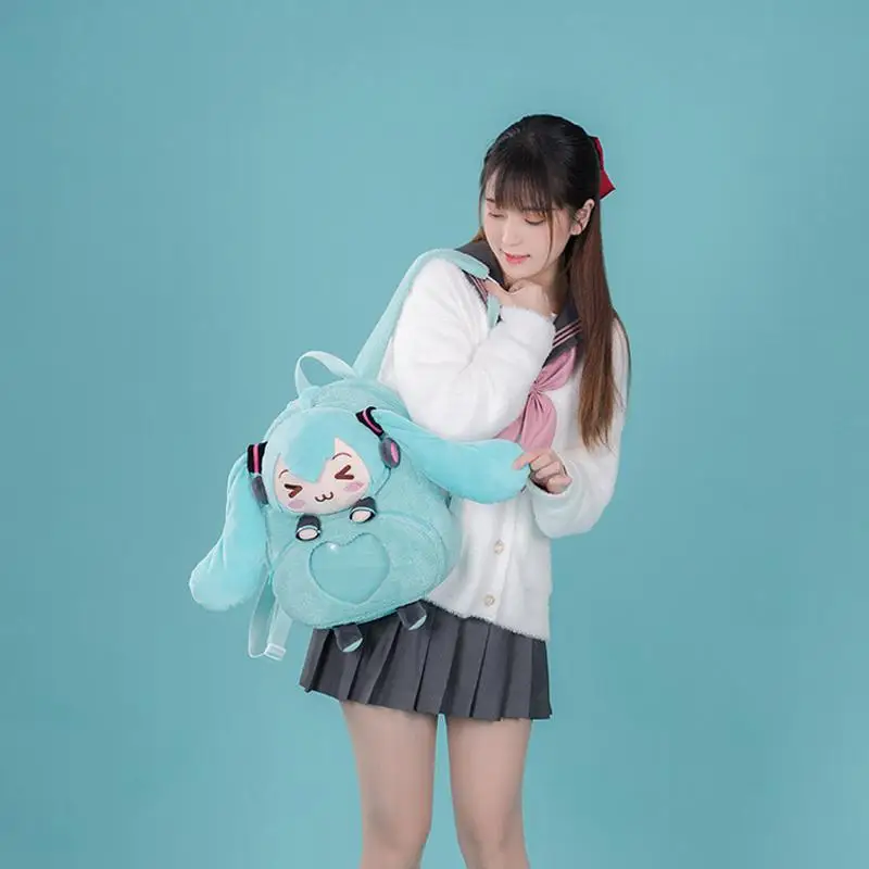 Hatsune miku anime kawaii mochila de pelúcia infantil para meninas de alta qualidade criativa fufu saco de armazenamento saco de viagem presente de natal