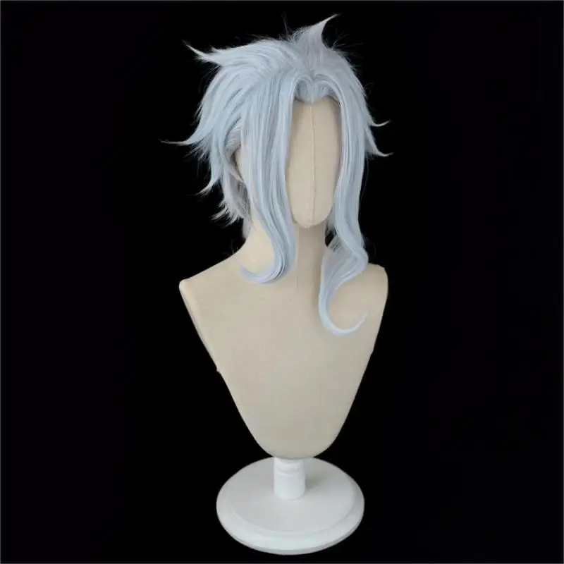 Gioco Genshin Impact Dottore parrucca Cosplay capelli blu chiaro resistente al calore accessori per feste di Halloween sintetici puntelli