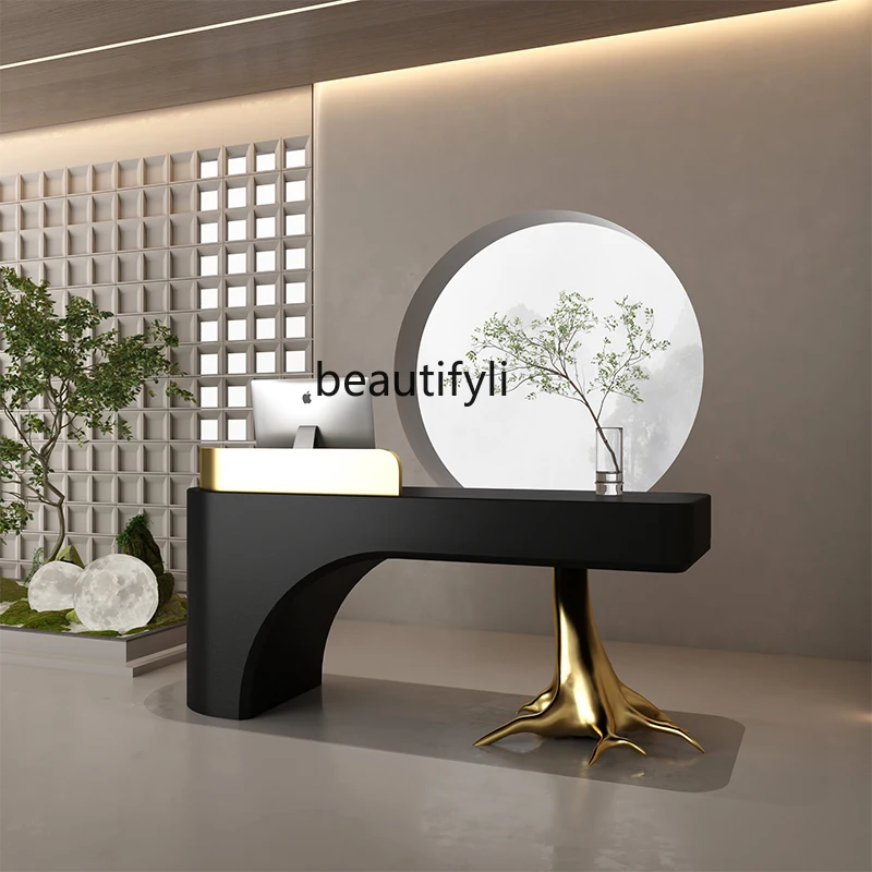 Reception counter Simple modern beauty salon Bar Barber shop checkout page Clothing store Training institution Company front