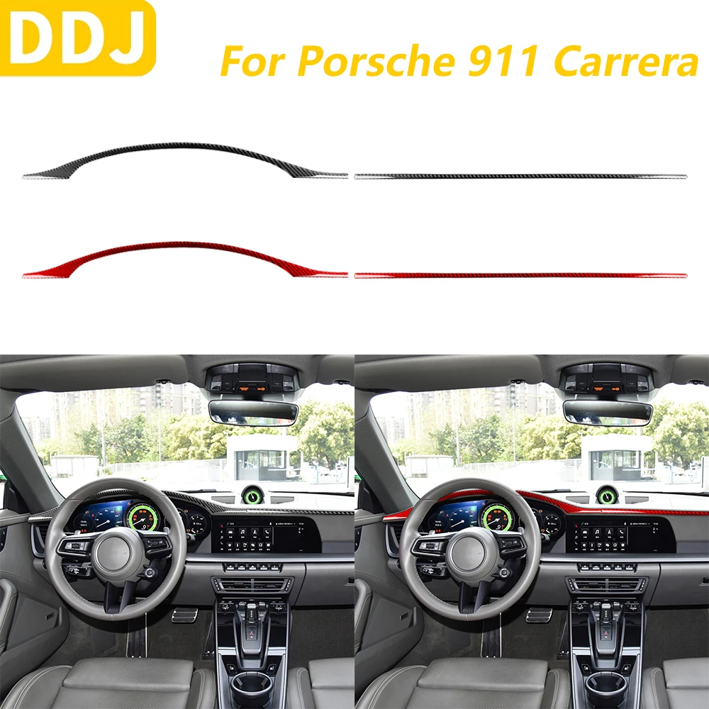 

Для Porsche 911 992 Carrera 2019-2024 углеродное волокно, центральная консоль, панель приборной панели, декоративные полоски, автомобильные аксессуары, декоративная наклейка