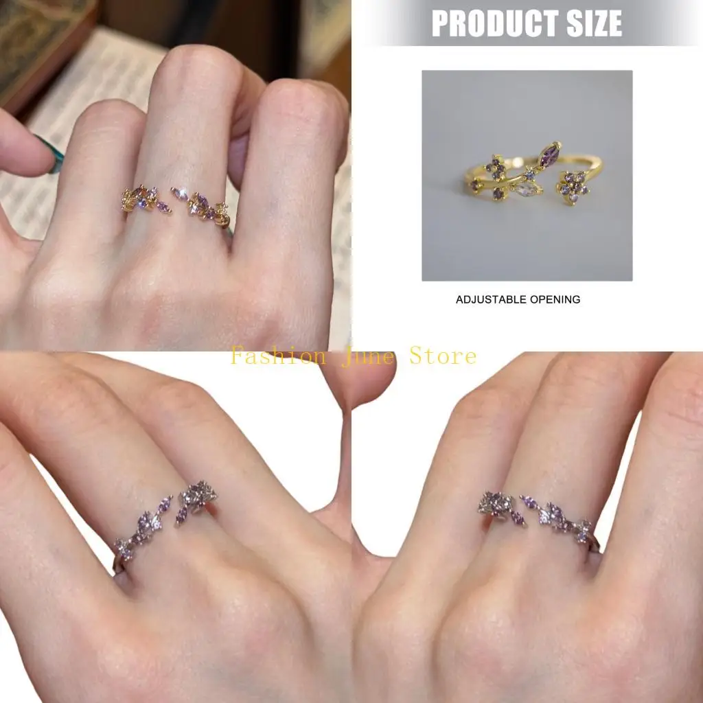 N5KA Decorative Open Band Ring for Women, Adjustable Wheat Branch Fashion Jewelry with Accent Detail for Daily Outfit Pairing