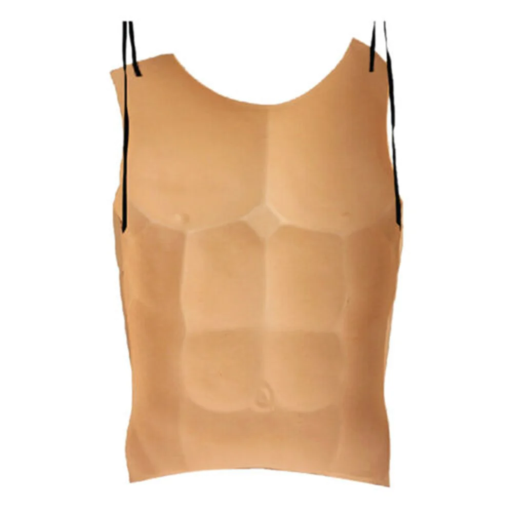 Men Fake Skin Chest Muscle Costume Cosplay Props Halloween Party Decor