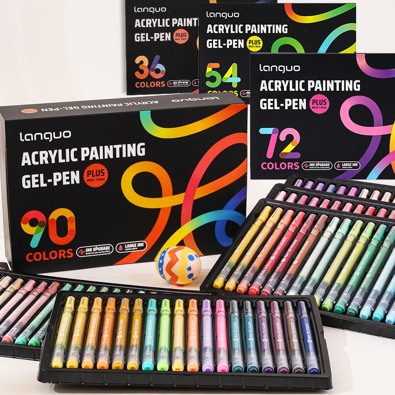 Languo 90/72/54/36 Kleuren Acryl Schilderen Gel Pen Set Multi-color Student Handboek Pen tekening Marker Pennen Briefpapier ﻿ P650 - afbeelding 2