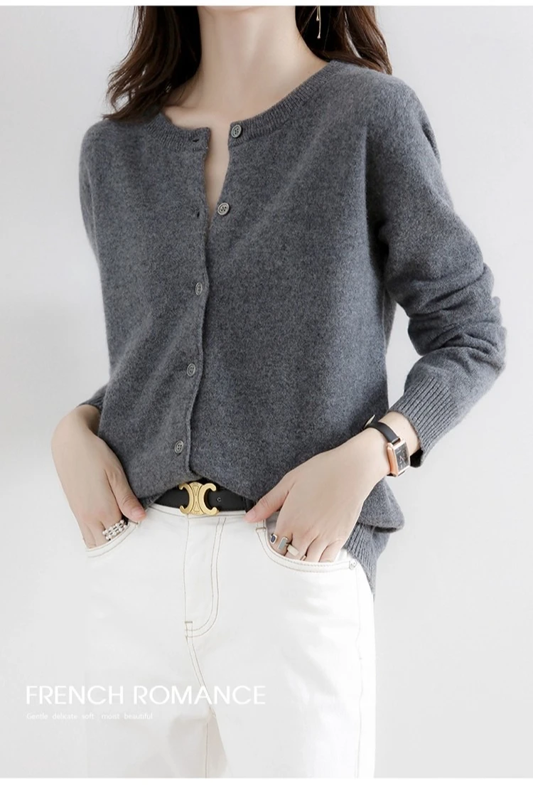 Frauen Strickjacke Langarm Button-up Oansatz Weiche Gestrickte Jacke Casual Einfache Pullover Weiblichen Frühling Herbst Grundlegende Strickwaren