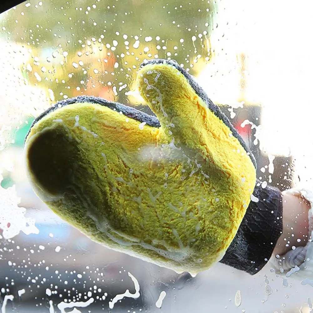 Water Absorption Glove Car Washing Glove Coral Fleece Car Wash Mitt with Thumb for Scratch-free Absorbent Auto Detailing for Car