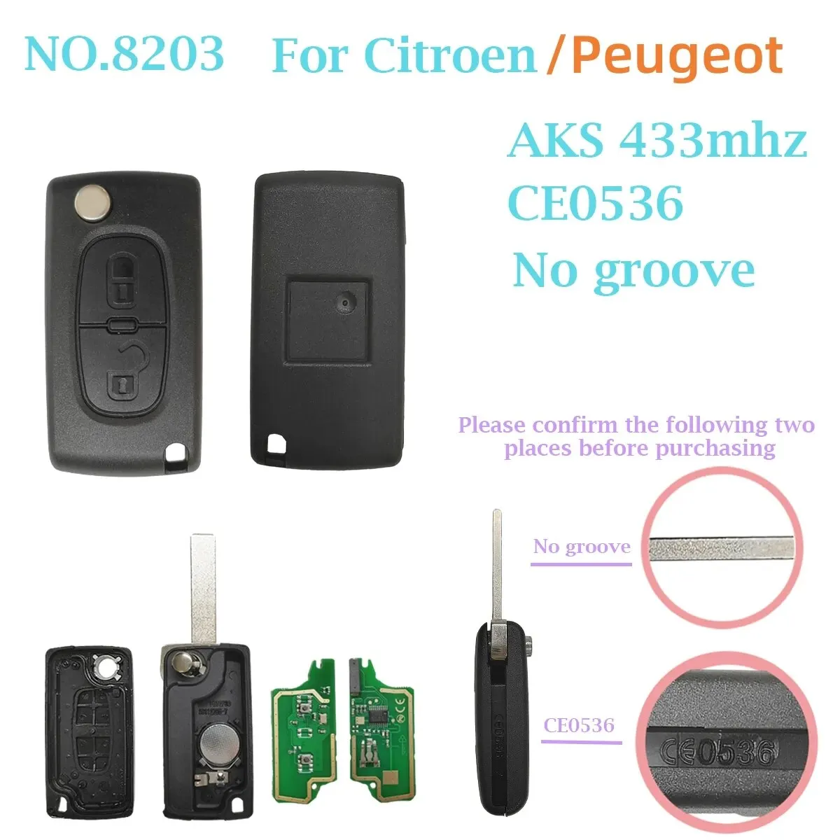 2 przyciski zdalnego kluczyka do samochodu pytają o 434Mhz dla Citroen C4 C5 C6 C8 Xsara Picasso dla 107 Peugeot 207 307 308 CE0536 CE0523