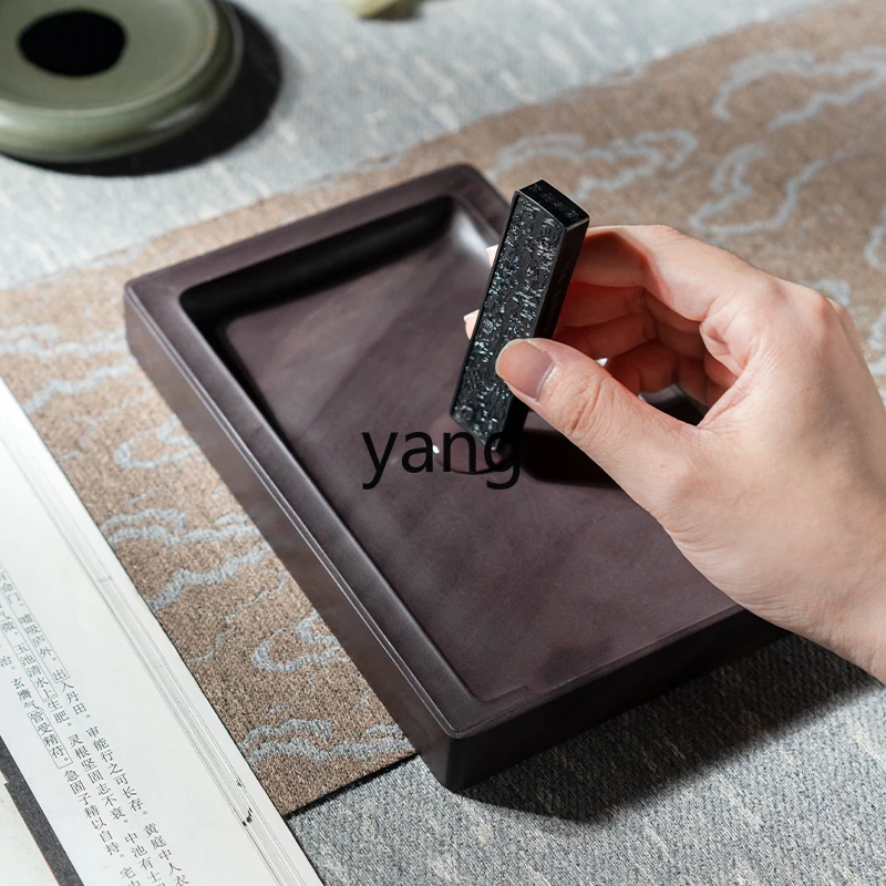 

LTT natural rough stone study four treasures set, special grindable ink for calligraphy brushes