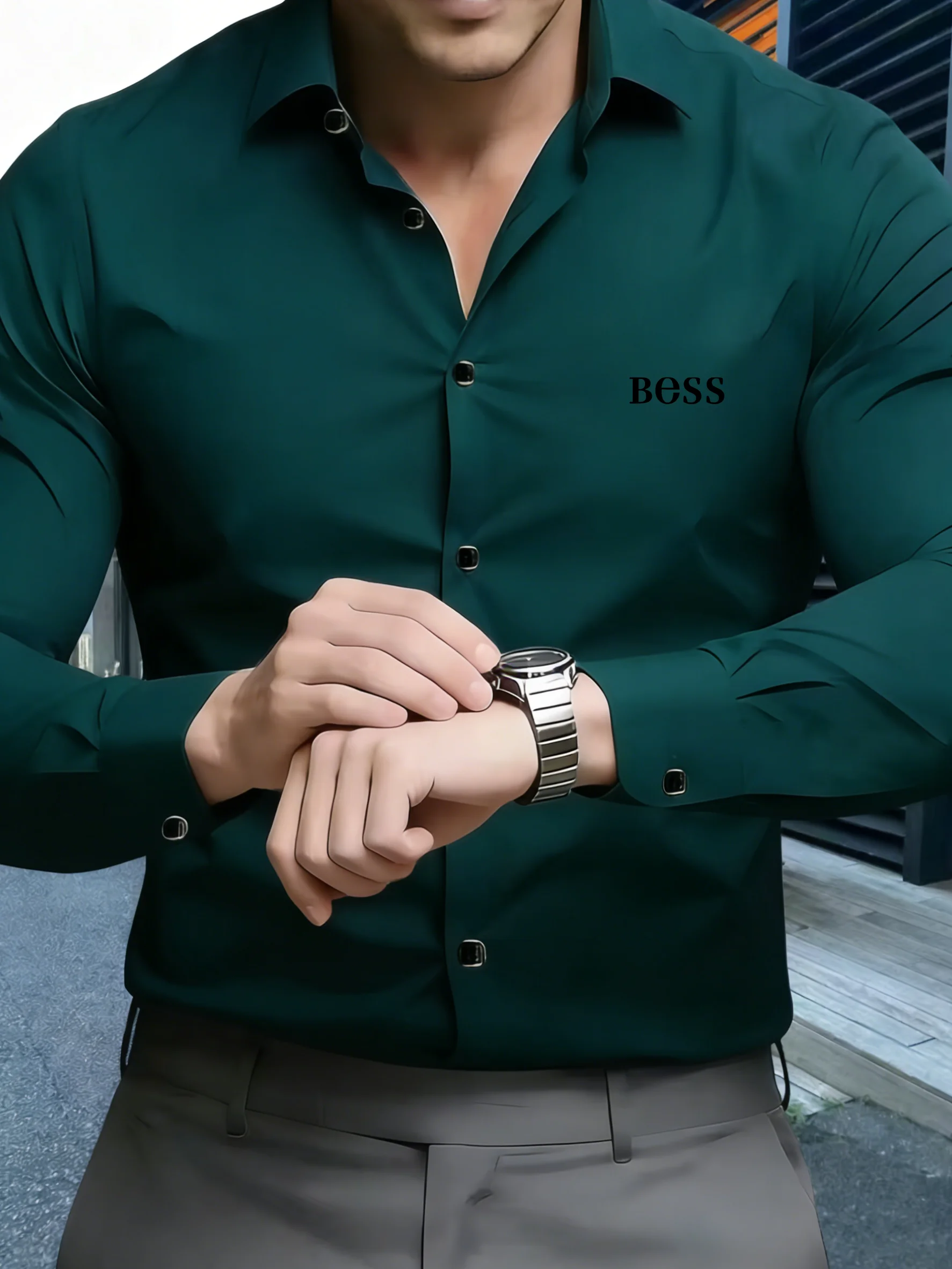 Einfarbige Herren-Business-Casual-Langarmhemden, Slim Fit, bügelfrei, formelle Kleidung, bedruckte personalisierte Hemden.