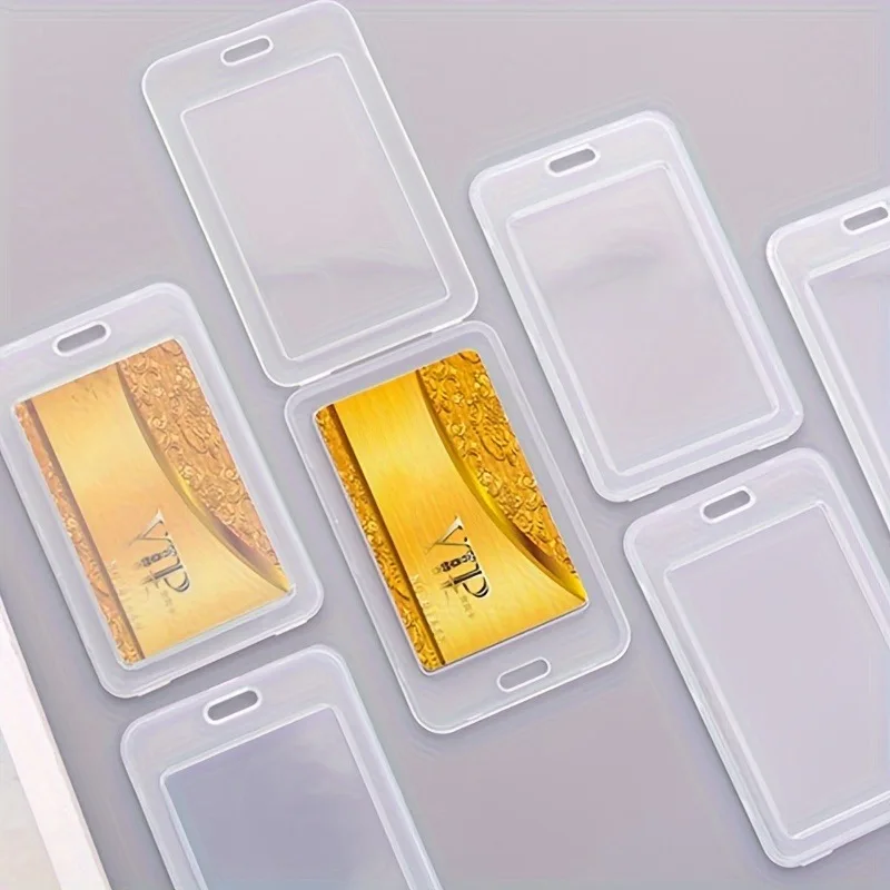 15Personalized Transparent Flip Cover ID Card Holder，Plastic protective box，Applicable to Bus Pass、Meal Card、Badge、Small Card、Of