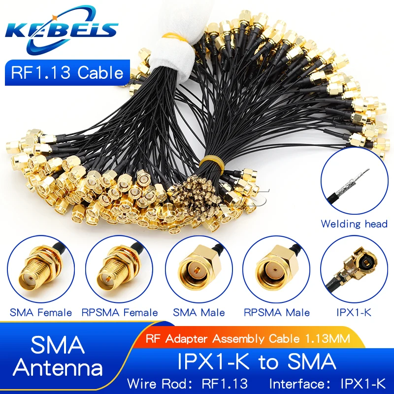 5PCS IPX to SMA,SMA Connector Cable Female to UFL/ u.FL/ IPX1,RF Coax Adapter Assembly Pigtail Cable RF1.13MM RP-SMA-KY (KEBEIS)