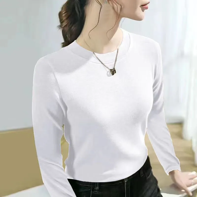 Double Sided German Velvet Standing Collar Bottom Sweater for Women's Inner Wear Autumn Winter New Long Sleeved T-shirt for Wear