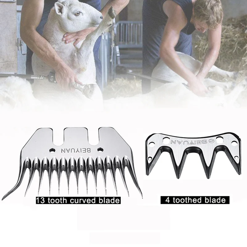 Imagem -03 - Straight And Curved Sheep Goats Alpaca Farm Scissors Clipper de Corte Pente Peças 13 Lâmina de Dente Alternativa