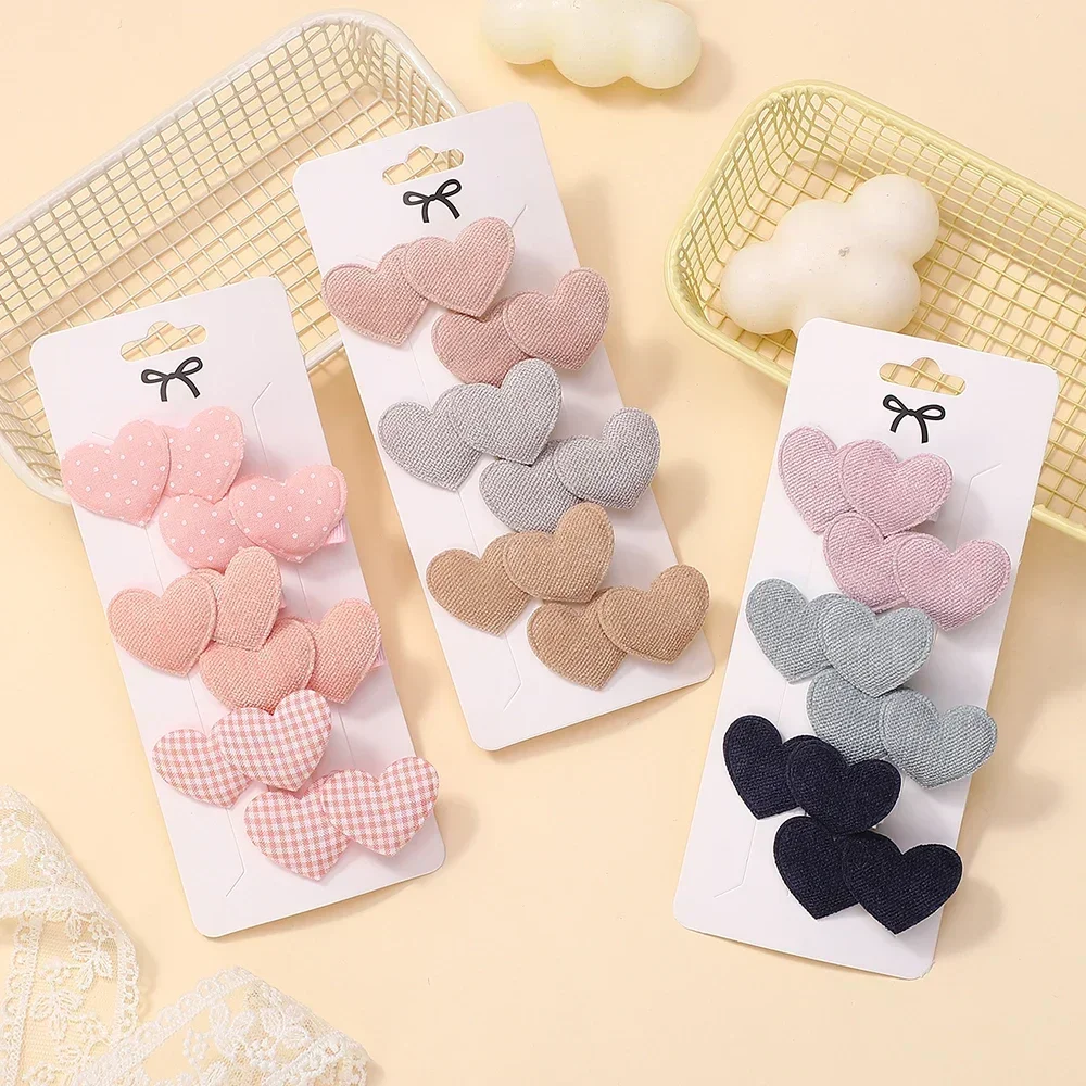 6 pçs/set mini grampos de cabelo para meninas elegantes desenhos de coração bonito headwear adorável crianças acessórios para o cabelo ao ar livre wear