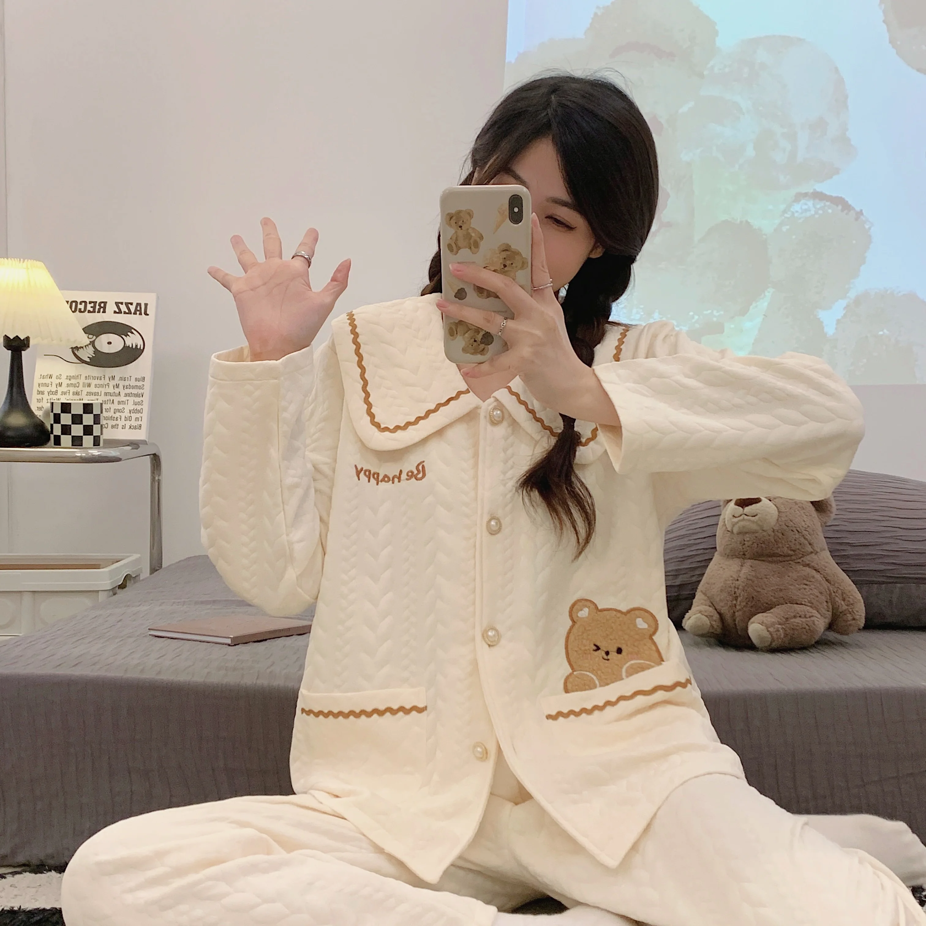 

Pajama Sets Woman Plus Size Women Crayon Character Print Terry Cap Sleeve Crew Neck Sleepwears Ankle Length Quirky Unique Simple