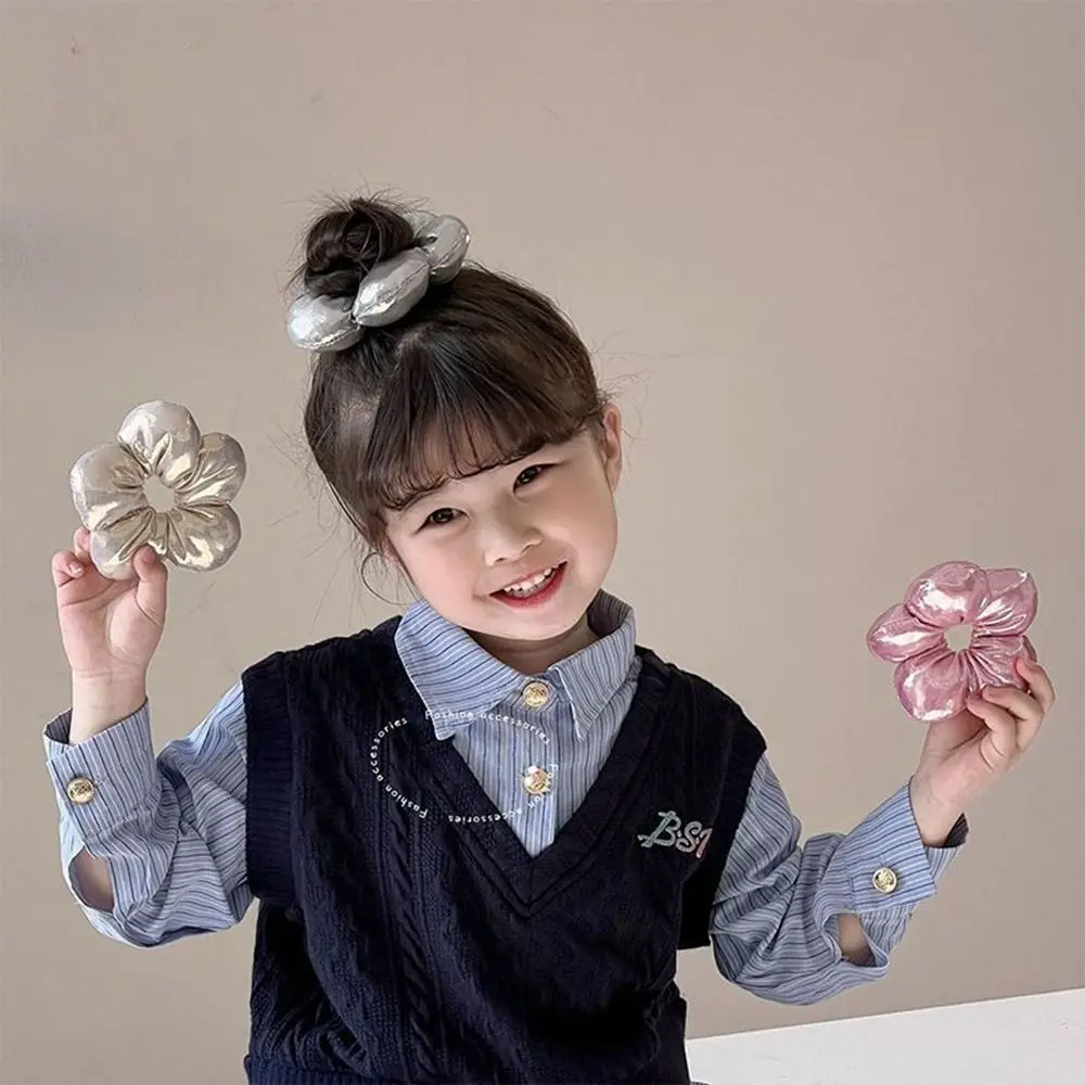 زهرة شكل الأطفال زهرة Scrunchies القطن معبأ القماش كبير توك شعر الكورية نمط ذيل حصان حامل #3
