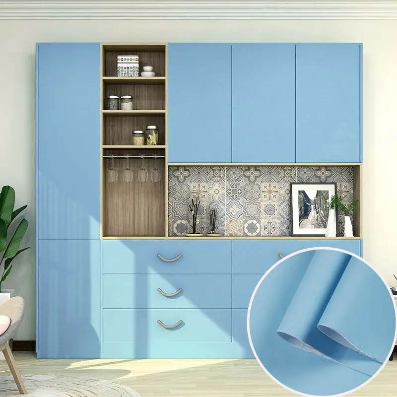 Huidgevoel dik waterdicht PVC zelfklevend behang Muebles meubelrenovatie oliebestendig keukenkasten kaststickers