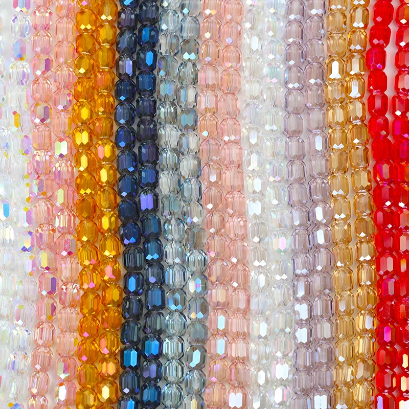 20-160pcs Faceted Glass Barrel Beads 8x9mm Shiny Translucent AB Multicolour for DIY Jewelry Necklace Bracelet Making