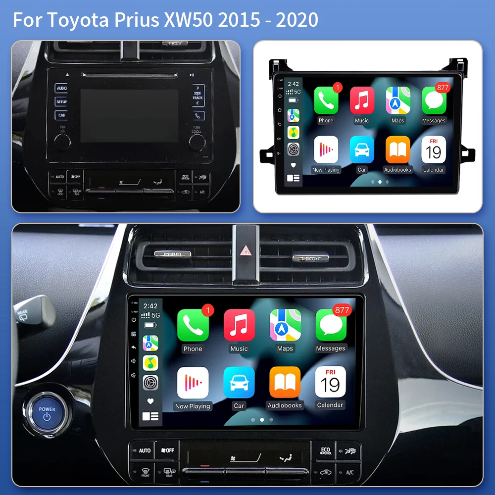 Android 16 Car Radio 4G+WIFI Carplay Auto For Toyota Prius XW50 2015 - 2020 Video Player DSP 2 din 4G WIFI Undefined Theme