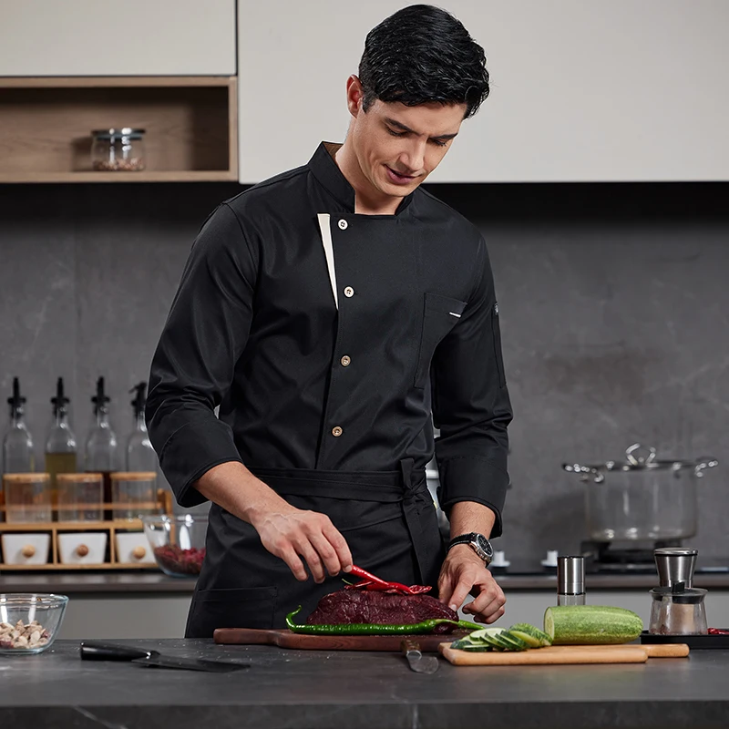 سترة مطبخ للمطاعم ومريلة لخدمة الطعام في المطبخ، زي Pizzaiolo Chef، زي المخابز والمقهى والنادل، قمصان العمل #3