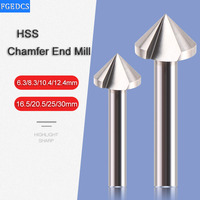 3 Flute Chamfer Bit HSS 90 Degree For Stainless Steel Aluminum Alloy Countersink Chamfering Tool Drill Bits 6.3-60mm End Mill