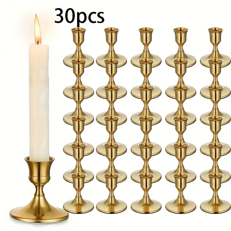 

15/30pcs Metal Candle Holder Nordic Candlestick Ornaments Tabletop Decor for Christmas Valentine Day Candlelight Dinners Wedding