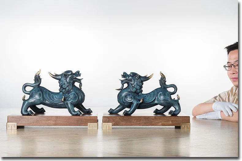 Bring in wealth and treasure # office home ROOM Money Drawing efficacious Talisman -2 Retro dragon PI XIU FENG SHUI Brass statue