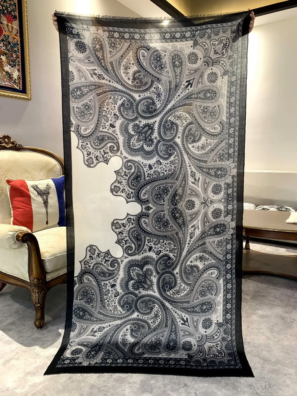 بيزلي شرابة طويلة الكشمير وشاح الشتاء النساء الفاخرة شالات الأوشحة الباشمينا فولارد فام الملابس حقيبة الملحقات 200 100 سنتيمتر