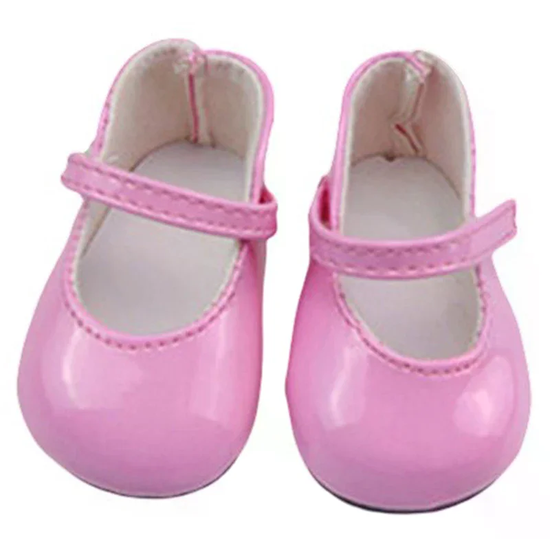 18 inch Girls dolls Shoes round toe PU Princess dress shoes American newborn shoe Baby toys fit 43 cm baby dolls