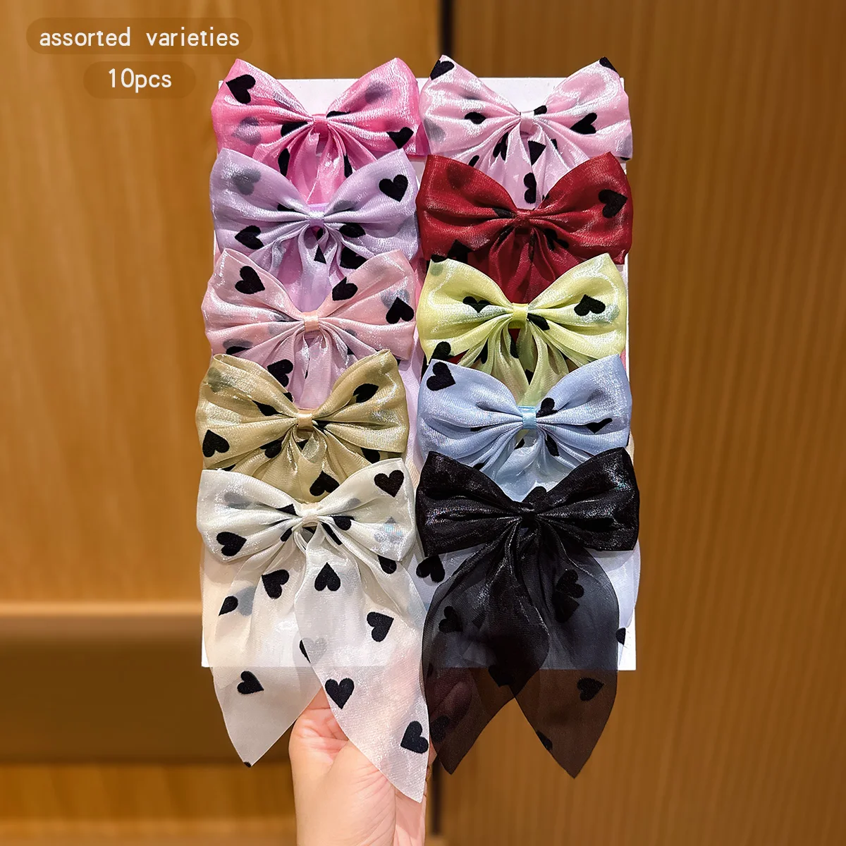 10 colors of random bow hair clips suitable for daily hair accessories