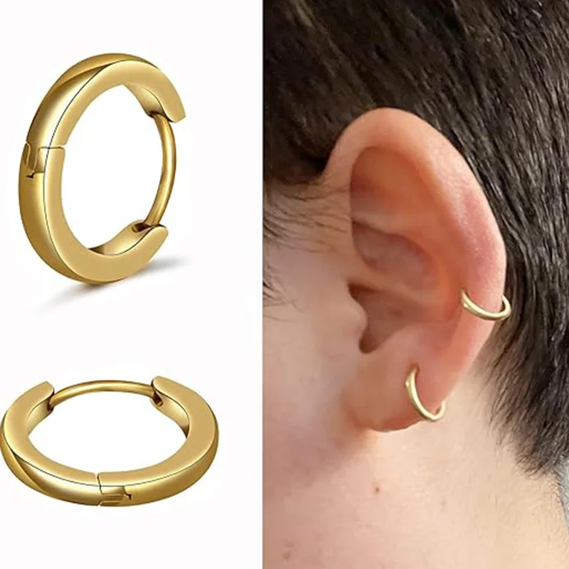 3 Paar Creolen aus 925er-Sterlingsilber, 14 Karat Weißgold vergoldet, kleine silberne Creolen, Knorpel-Huggie-Ohrringe für Damen und Herren – Detail 3