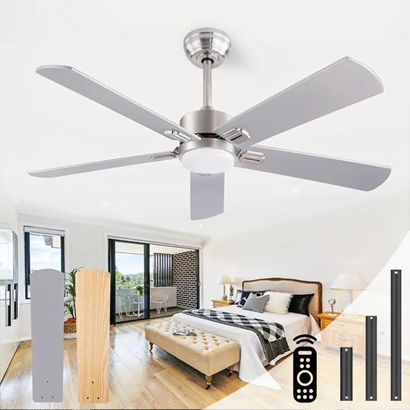 Dual Color Blade Ceiling Fan Light Silent High Wind Speed Remote Control Electric Fan Living Room Dining Room Ceiling Fan Light