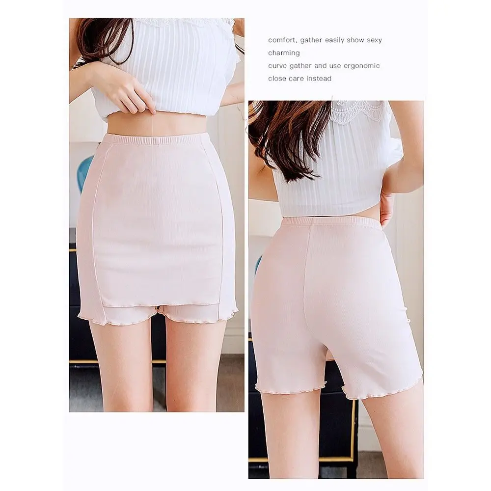 Damen Sommer Eis Seide hohe Taille Shorts Sicherheits hose Doppels chicht nahtlose Rock Shorts Unterwäsche Boxer Unterhose