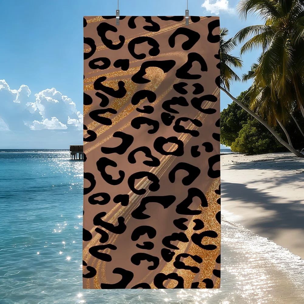 Leopard print Towel Sports Quick Dry Travel Camping Sandproof Soft Light Large Beach Towel
