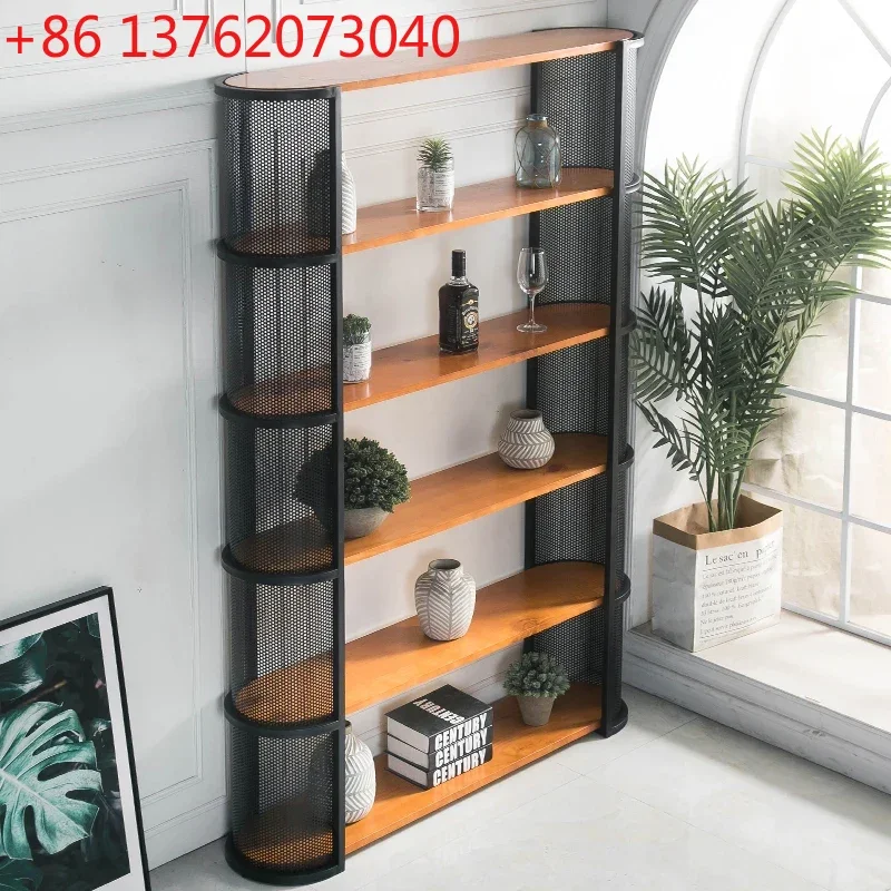 

Nordic living room shelf wrought iron bookshelf floor partition entrance light luxury simple decoration multi-layer display rack