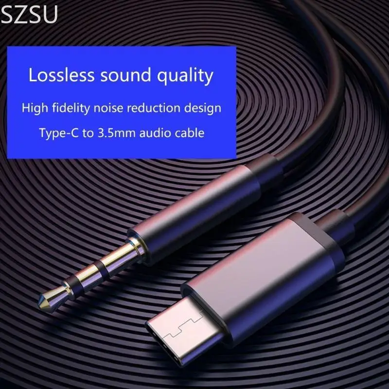 SZSU Type C to 3.5mm Headphone Car Audios Cable USB C to 3.5mm Audios Cable Wear Resistant Stereo Cable 100cm/150cm/200cm